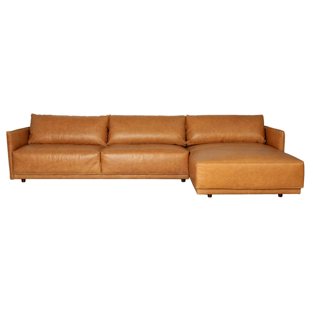 SILLÓN C/CHAISE CUERO-100-NATURAL MARRON ROMEO TP3 LA PAZ CAMEL