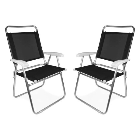 Set X2 Reposeras Sillas Altas Plegables Alum Mor Master Plus Negro