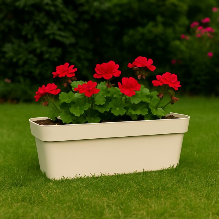 MACETA JARDINERA RECTANGULAR FLORATTA NR 80 20,5LTS BEIGE GRIS