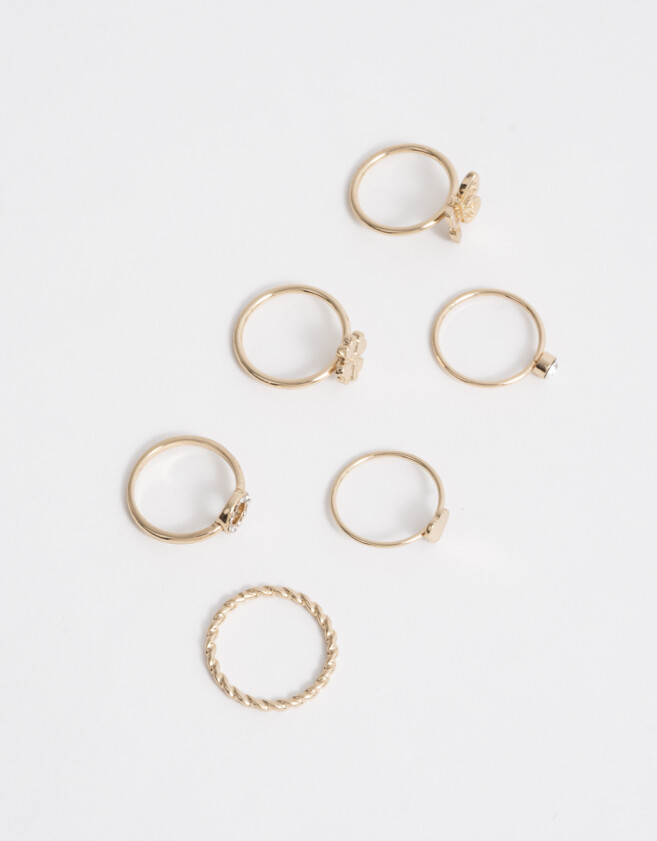 Sets Anillos Strass Crystal Sets De Anillos Son Strass Crystal - Dorado