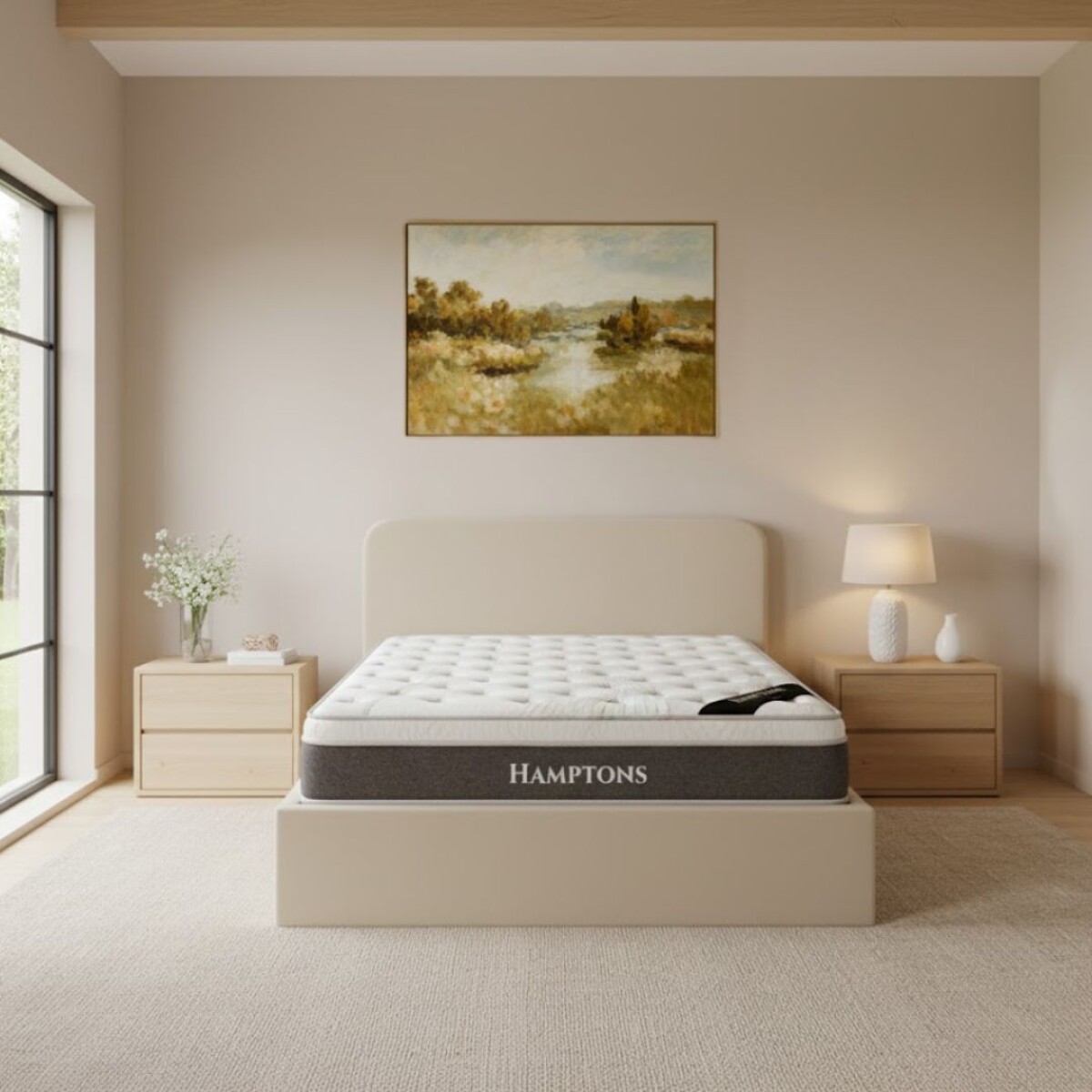 Sommier Baul 2 Plazas Hybrid Hamptons Gold Con Respaldo 