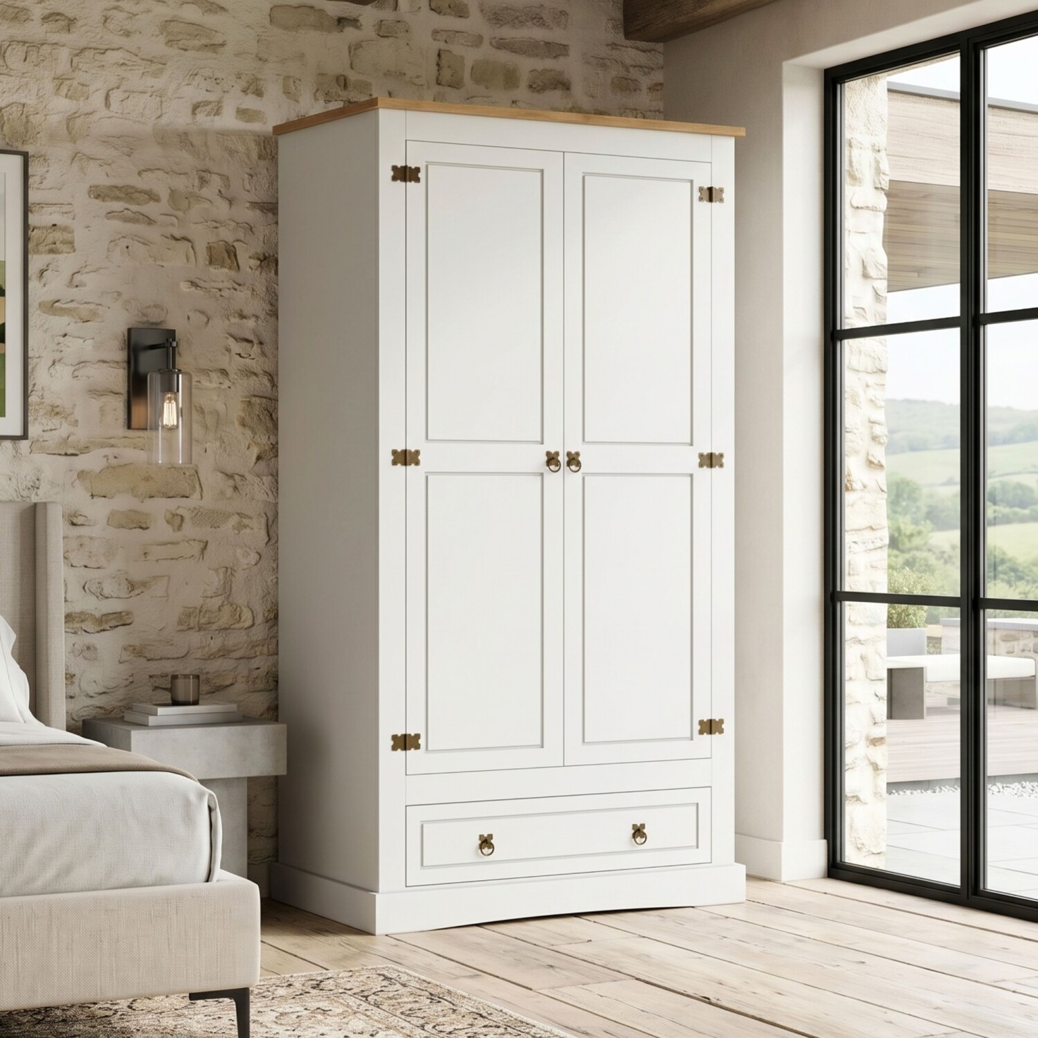 Ropero 2 puertas 1 Cajón Madera - Linea Mexicana - Blanco — Rustico Hogar