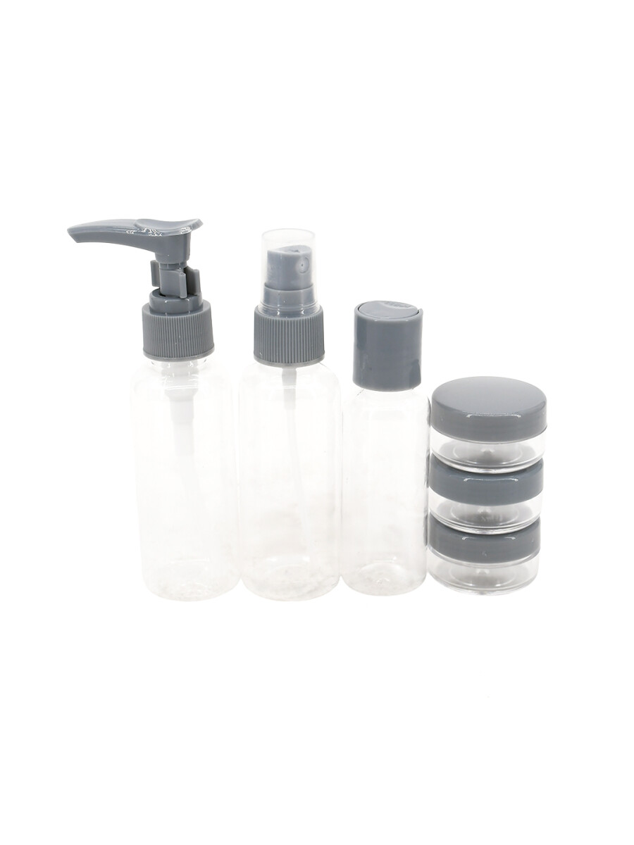 RECIPIENTES PARA VIAJE 7 PCS - GRIS 