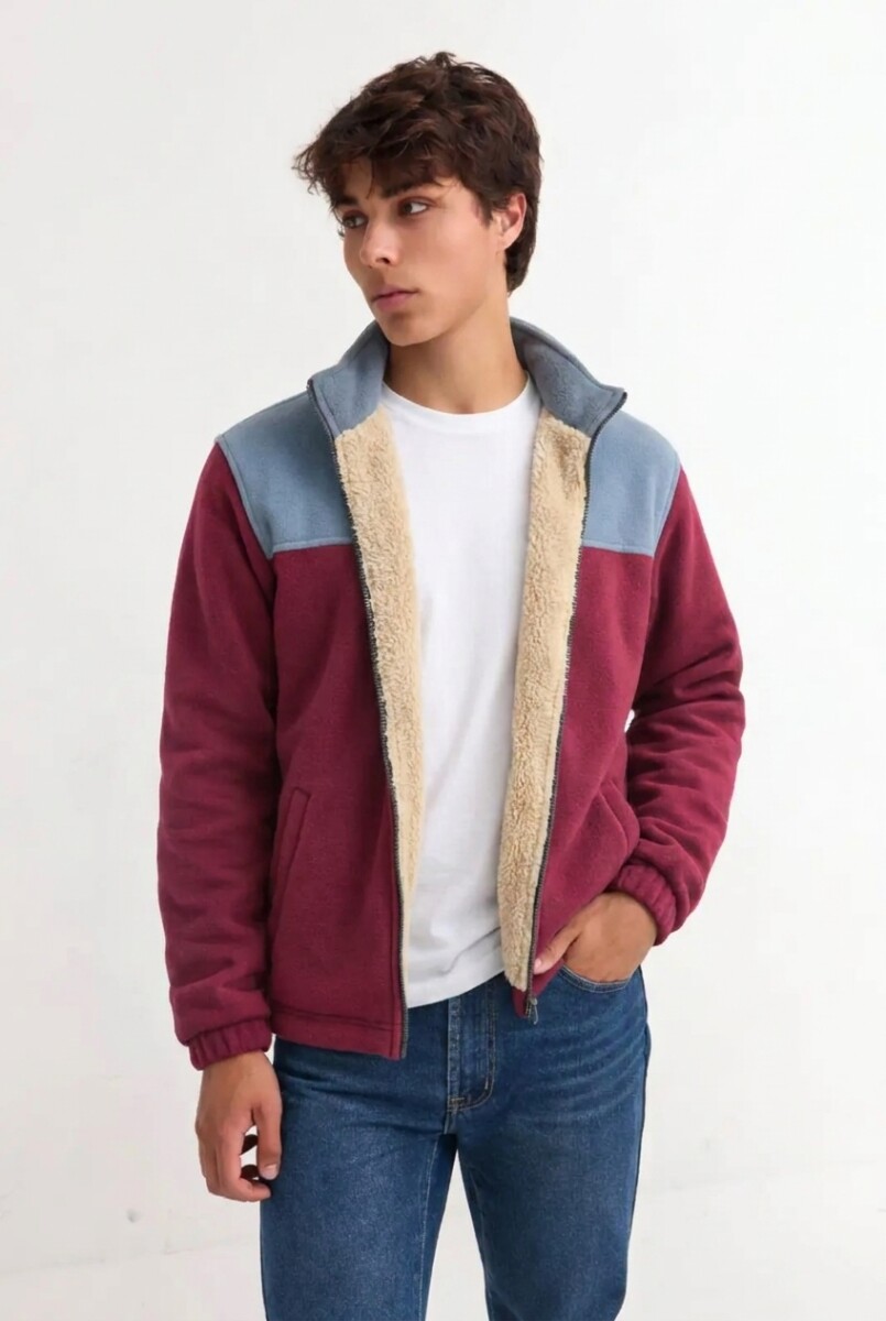 Campera de polar con corderito - Rojo 