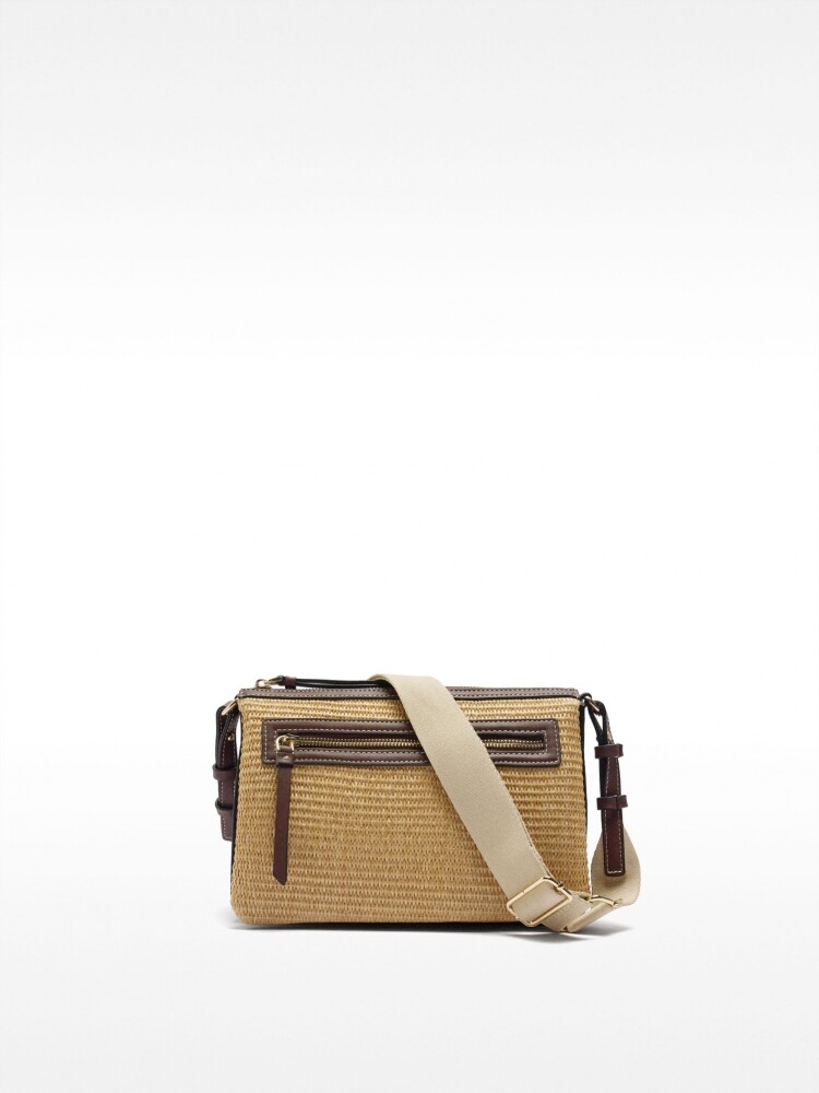 Bolso Bandolera Triple Efecto Rafia natural