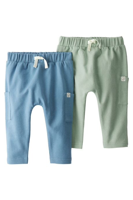 Pack dos pantalones de algodón orgánico, con bolsillos Sin color