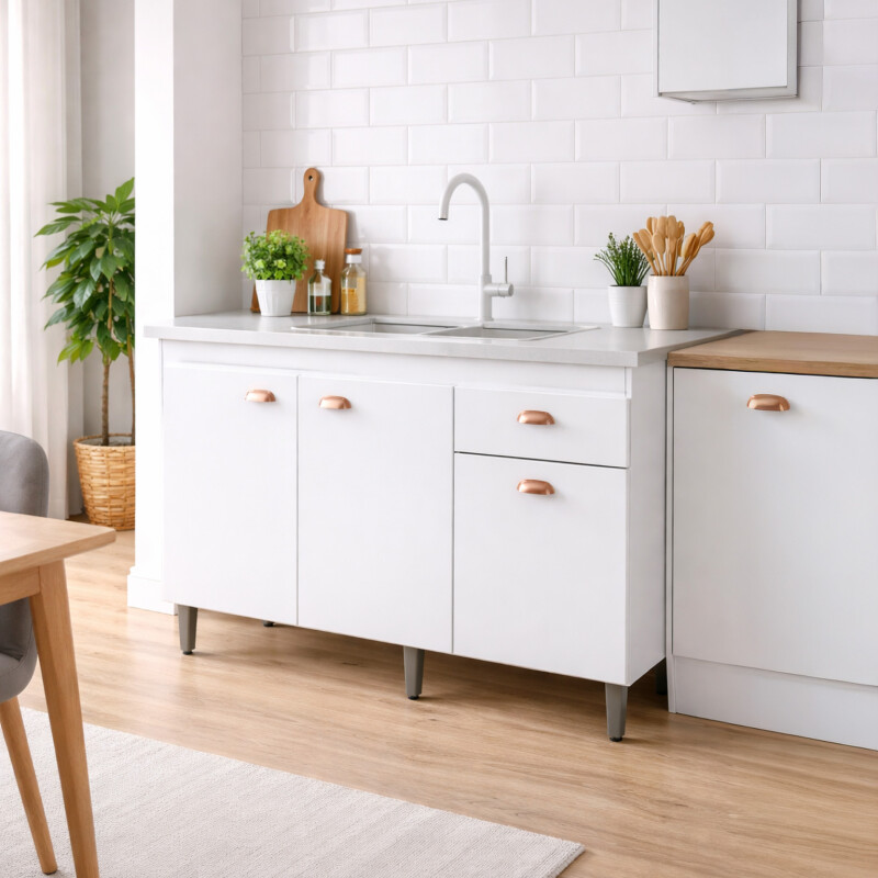 BAJO MESADA MUEBLE COCINA 3 PUERTAS 1 CAJON 120CM CON PILETA Bajo Mesada Mueble Cocina 3 Puertas 1 Cajon 120cm Con Pileta