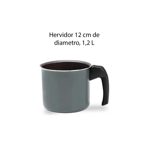 Juego Batería Cocina 7 Pzs Aluminio Ceramica Antiadherente Gris