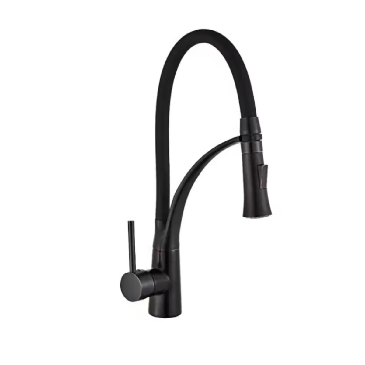 Grifería De Cocina Monocomando De Mesada Chef Pico Goma Móvil Negro Mate 