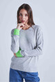 PULL COL ROND CONTRASTE Gris
