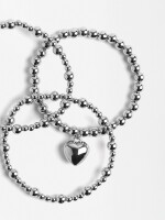 Set De Pulseras Elásticas Con Corazón plateado