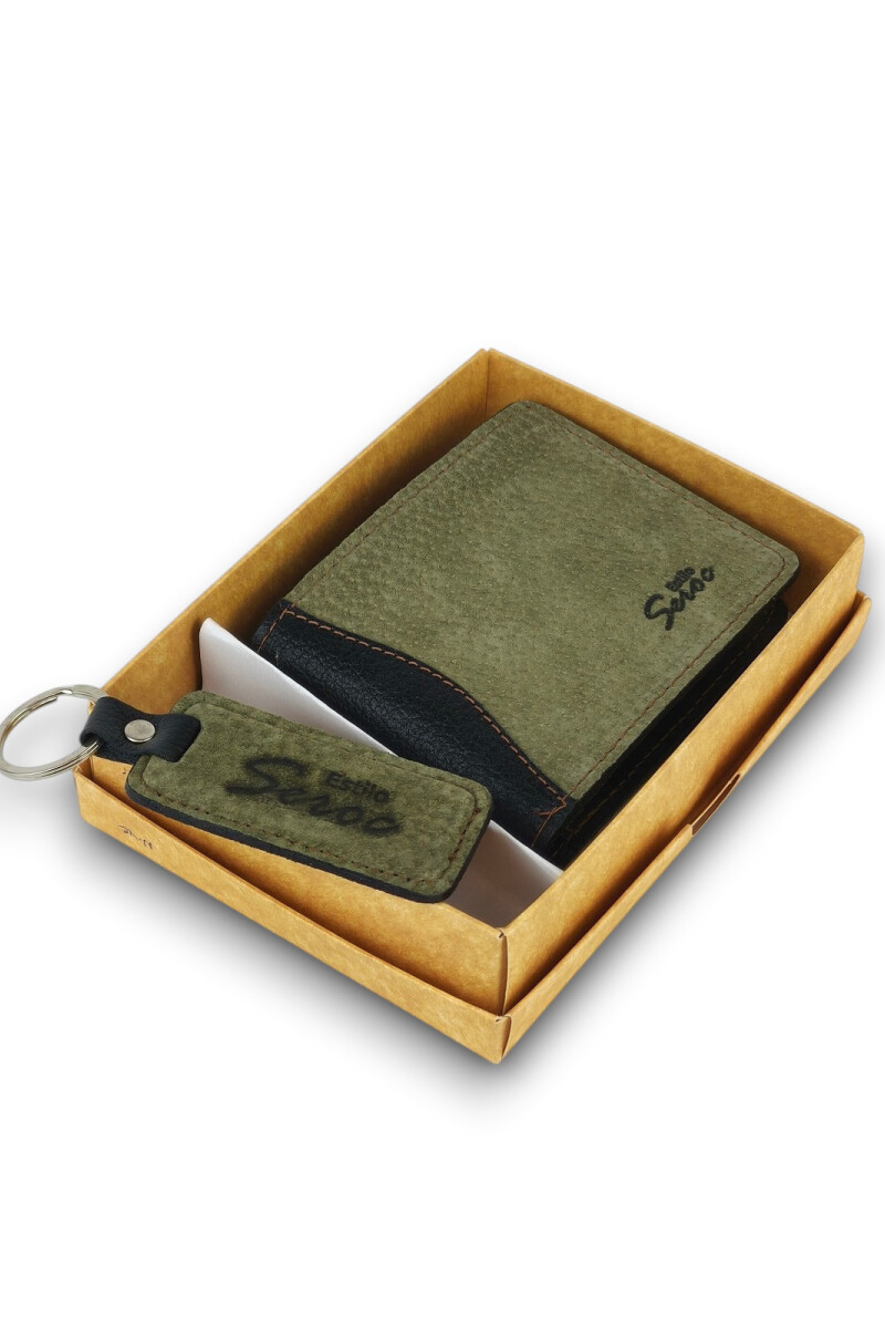 Set billetera y llavero Verde