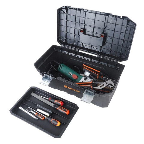 Caja de herramientas negra 16" con broche metal TT0242