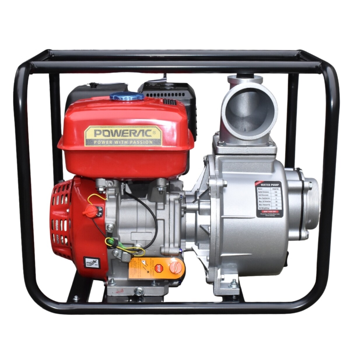 POWERAC MOTOBOMBA A GASOLINA 9HP 270CC 100MM 2.3 HORAS DE TRABAJO 