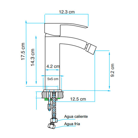 Griferia Monocomando Frontal Para Bidet 35Mm Cromado Serie Genova CROMO
