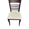 Silla en madera tapizada en tela beige - Producto con detalles. Silla en madera tapizada en tela beige - Producto con detalles.