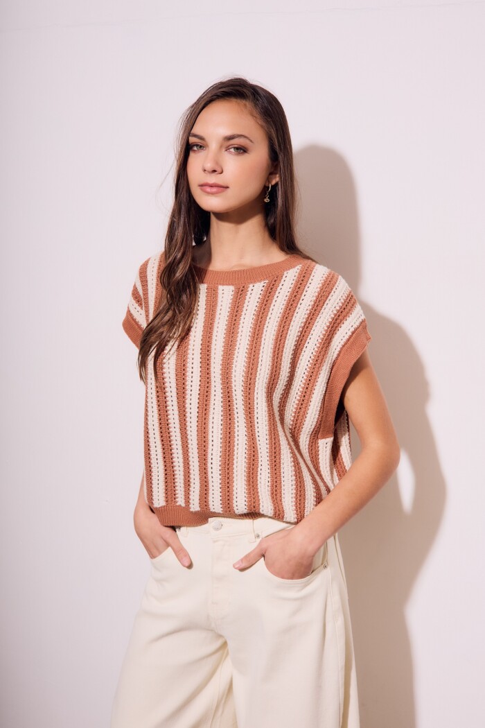 Chaleco Rayado Mocha