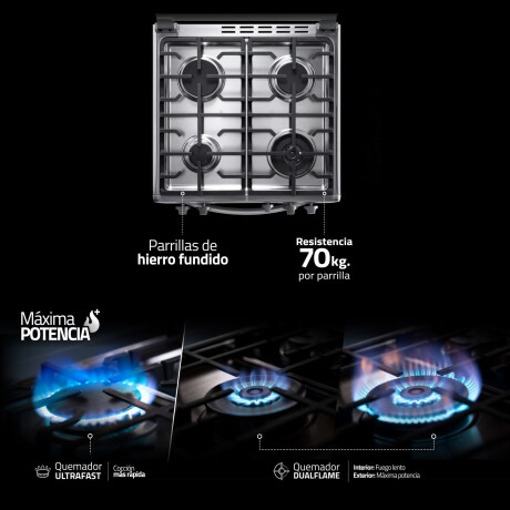 COCINA GAS INDURAMA INOX GRIS IBIZA ZÁFIRO
