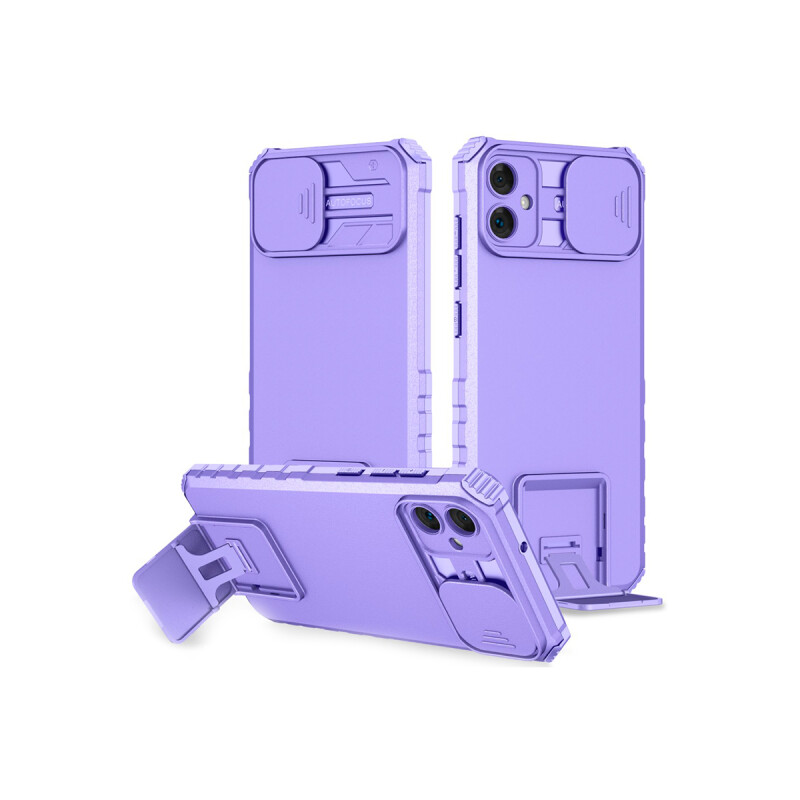 Protector Samsung Galaxy A05 con soporte y cubre cámara color lila Protector Samsung Galaxy A05 Con Soporte Y Cubre Cámara Color Lila