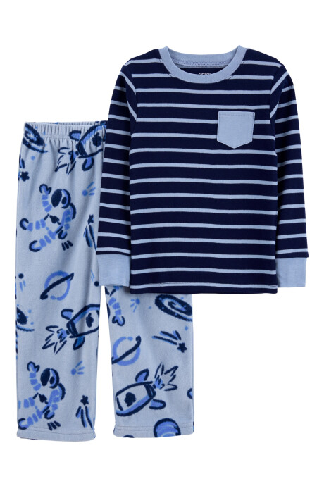 Pijama dos piezas remera de algodón y pantalón de micropolar diseño espacial 0