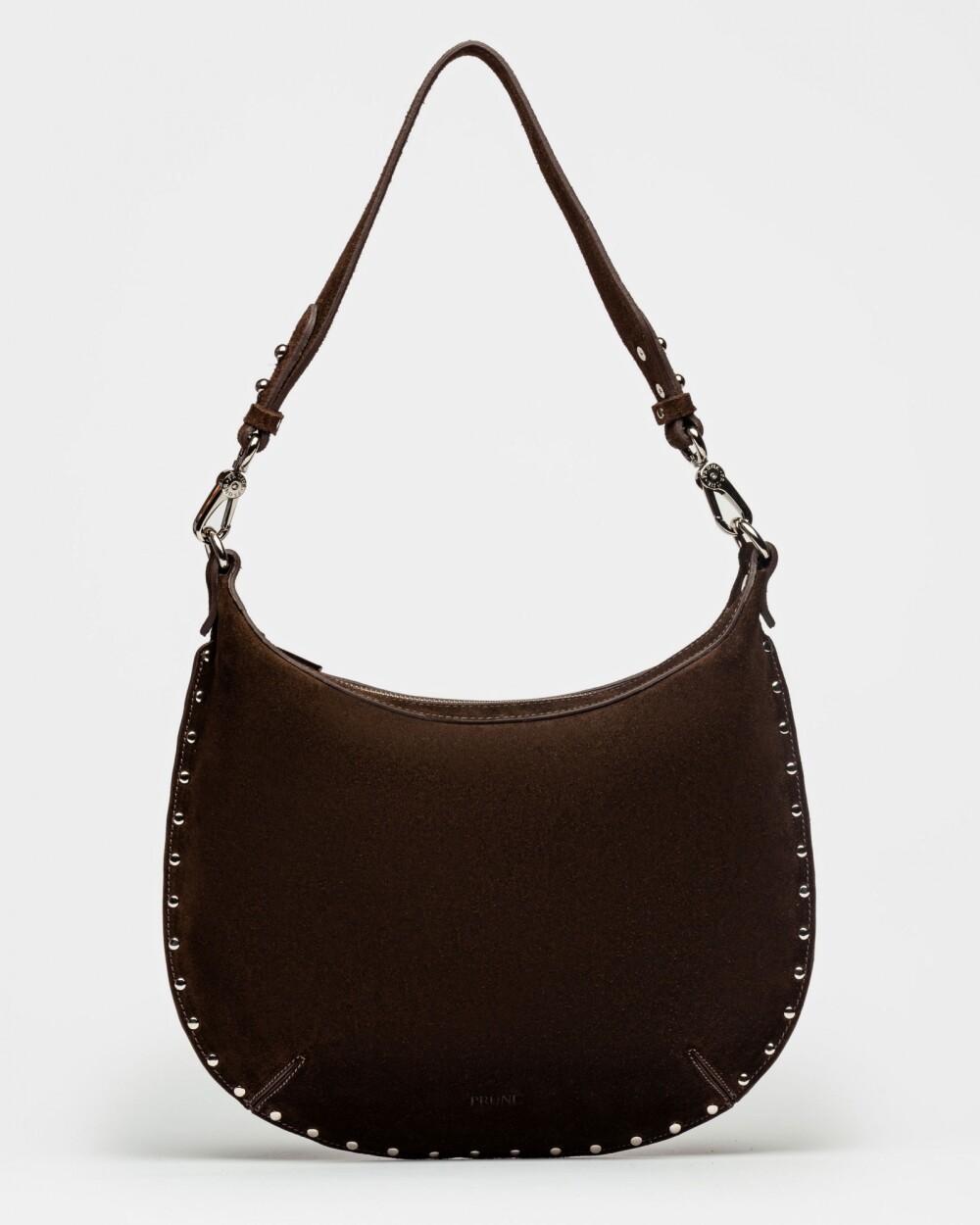 Cartera al hombro Luna en cuero gamuza Chocolate
