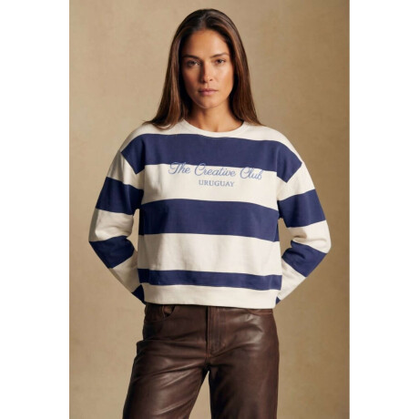 Sweater Bordado Algodon Lavado Azul