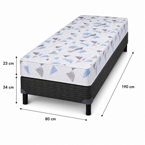 Sommier y Colchón 1 Plaza AZURITA - Espuma Alta Densidad Reversible - Soporta hasta 120 kg Sommier y Colchón 1 Plaza AZURITA - Espuma Alta Densidad Reversible - Soporta hasta 120 kg