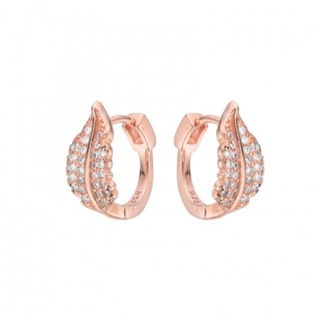 Par de aros de plata 925 con baño de oro rosado con circonias, HOJAS. Par de aros de plata 925 con baño de oro rosado con circonias, HOJAS.