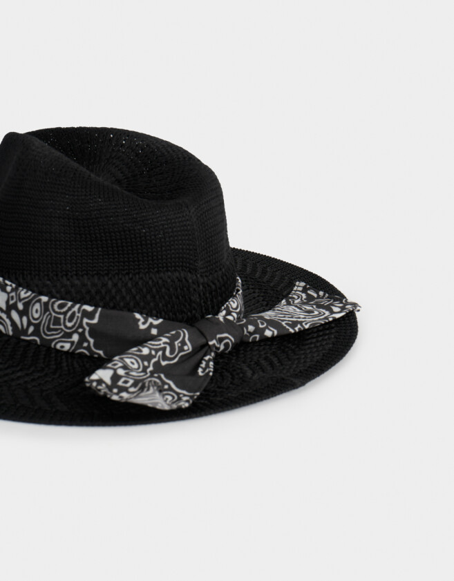 Sombreros Romántico Sombrero Con Trim - Negro