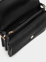 Bolso Bandolera Con Solapa Doble negro