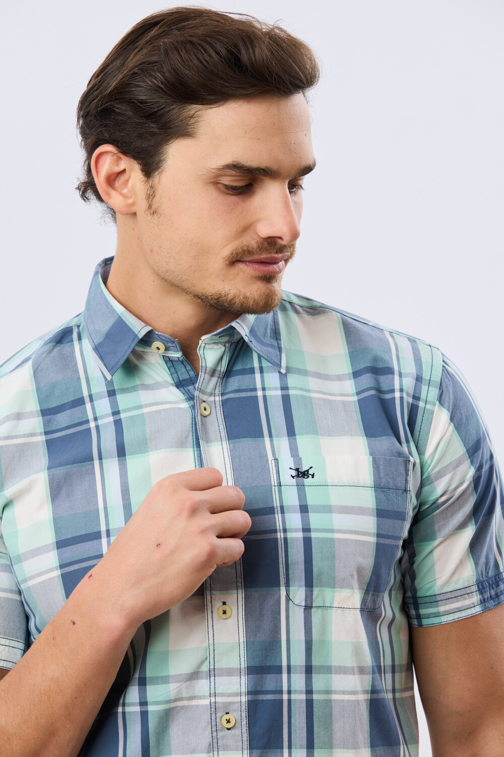 CAMISA MANGA CORTA CUADROS Verde