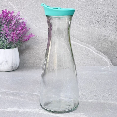 Jarra De Vidrio Con Tapa Dispensadora 1L Alto 25cm x Ø 10cm Jarra De Vidrio Con Tapa Dispensadora 1L Alto 25cm x Ø 10cm