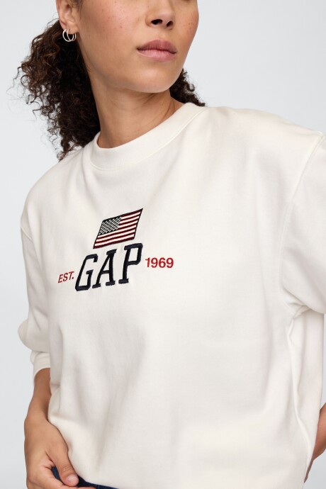 Buzo Deportivo Sin Felpa Logo Gap Mujer New Off White Opt1