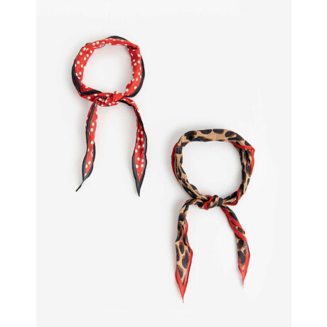 Set De Pañuelos De Raso Rojo Medio