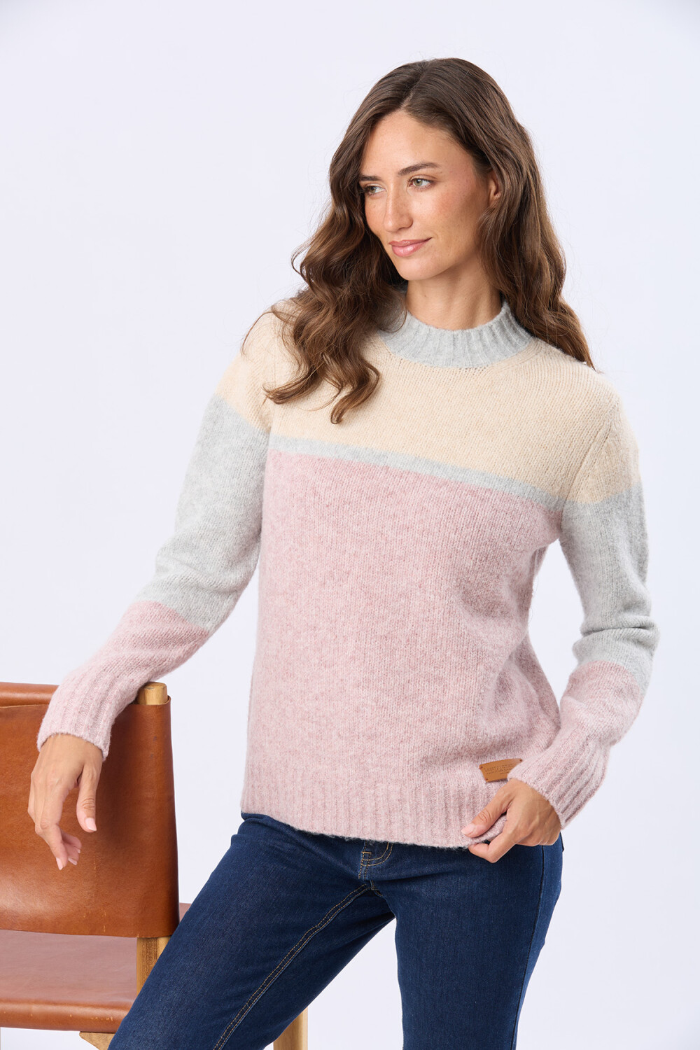 BUZO TEJIDO COMBINADO ROSA