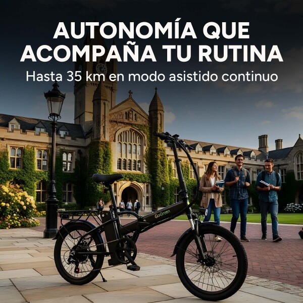 Bicicleta Electrica Gogreen Compact Pro Plegabl R20 350W 48V Variante Color Negro
