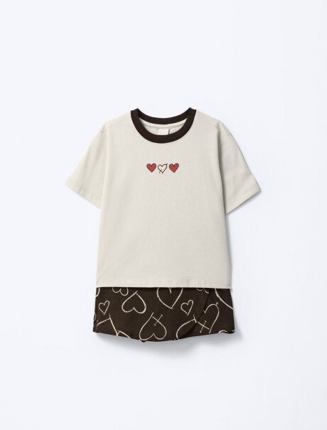 CONJUNTO INFANTIL CON FALDA SHORT MARRÓN
