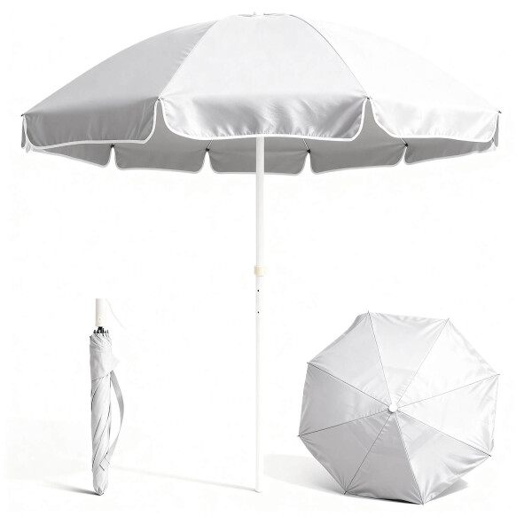 Sombrilla De Playa Reforzada 2.30m Grande Jardin Patio Con Filtro Uv Imback Color Blanco Sombrilla De Playa Reforzada 2.30m Grande Jardin Patio Con Filtro Uv Imback Color Blanco