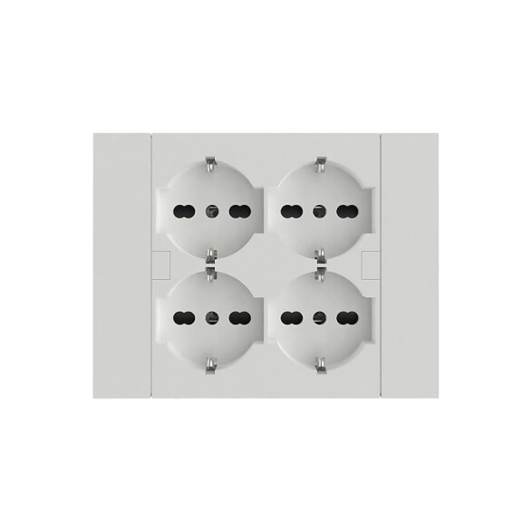 Plaqueta 4 tomas schuko blanca p/caja llana M47160
