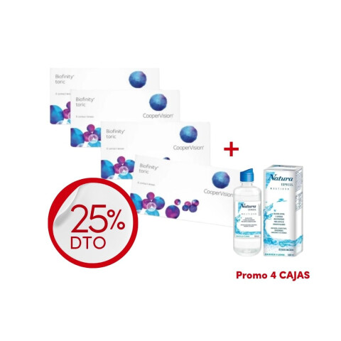 Biofinity tórico- PROMO 4 cajas + Renú Natura Biofinity Tórico- Promo 4 Cajas + Renú Natura