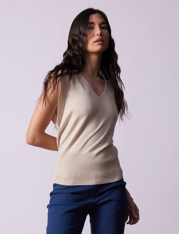 Buzo Escote V BEIGE