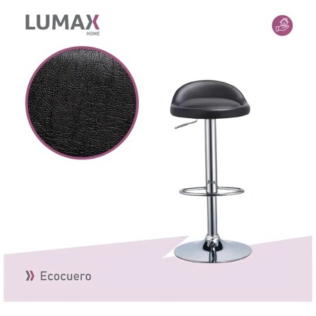 Taburete con Altura Regulable Respaldo Apoyapies Ecocuero Negro