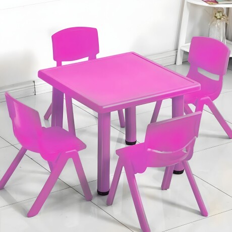 Mesa Cuadrada de Plástico y Metal para Niños 60x60cm Fucsia