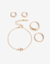Bijouterie Set Metal Bijou Set Metal Aros Pulsera Y Anillos - Dorado