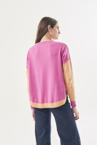 Sweater Color Block Fucsia