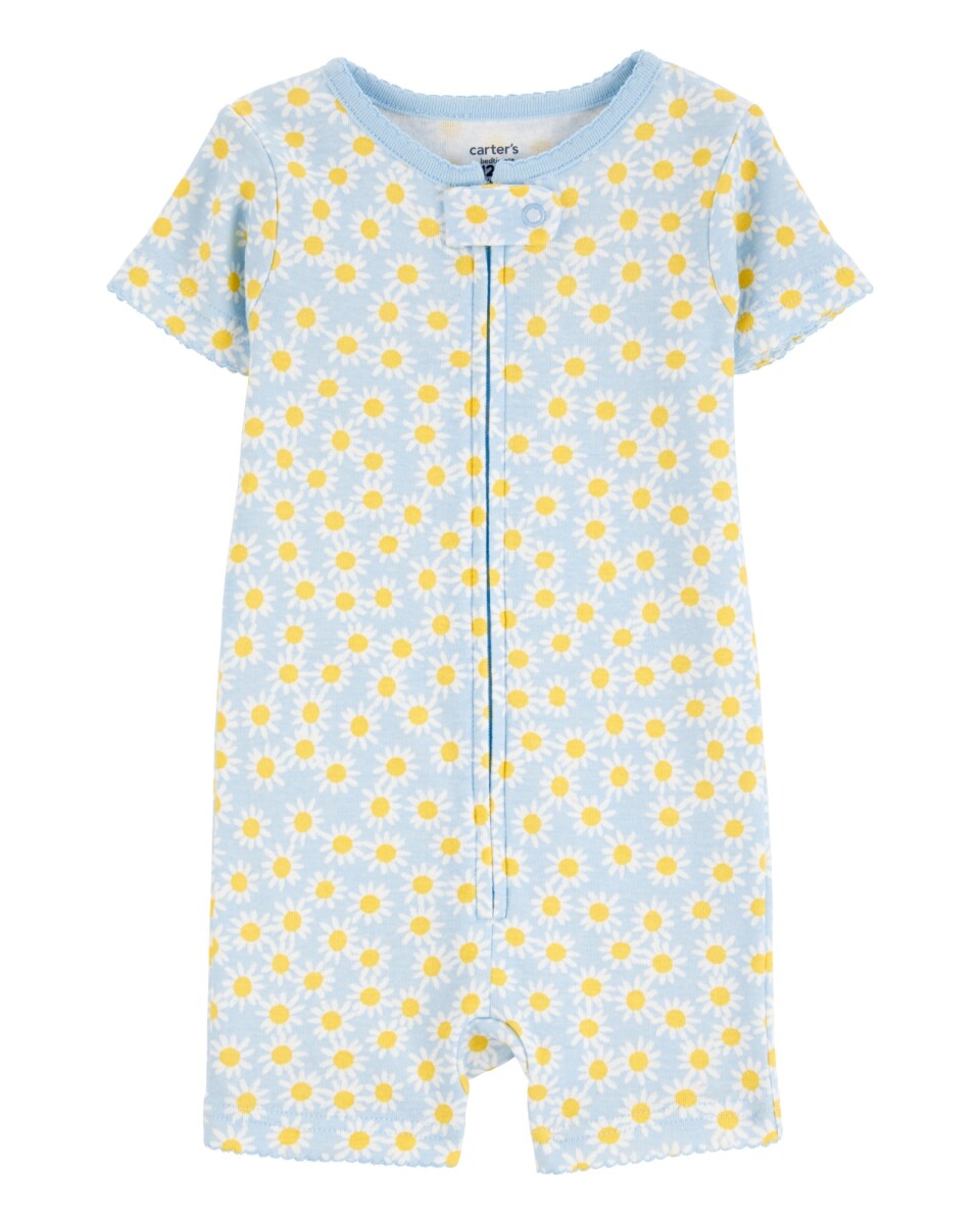 Pijama corto una pieza de algodón, diseño margaritas 