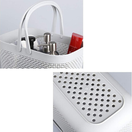 Cesto Canasto Organizador Calado Doble Asa Multiuso Plástico Gris