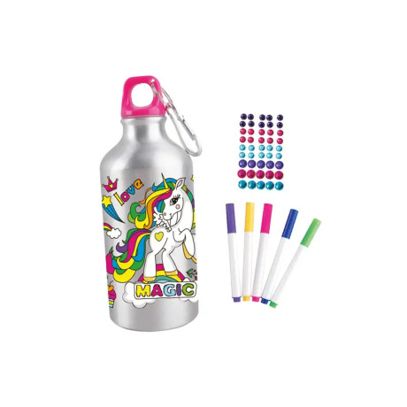 Set de botella de acero 500 ml para colorear Unicornio