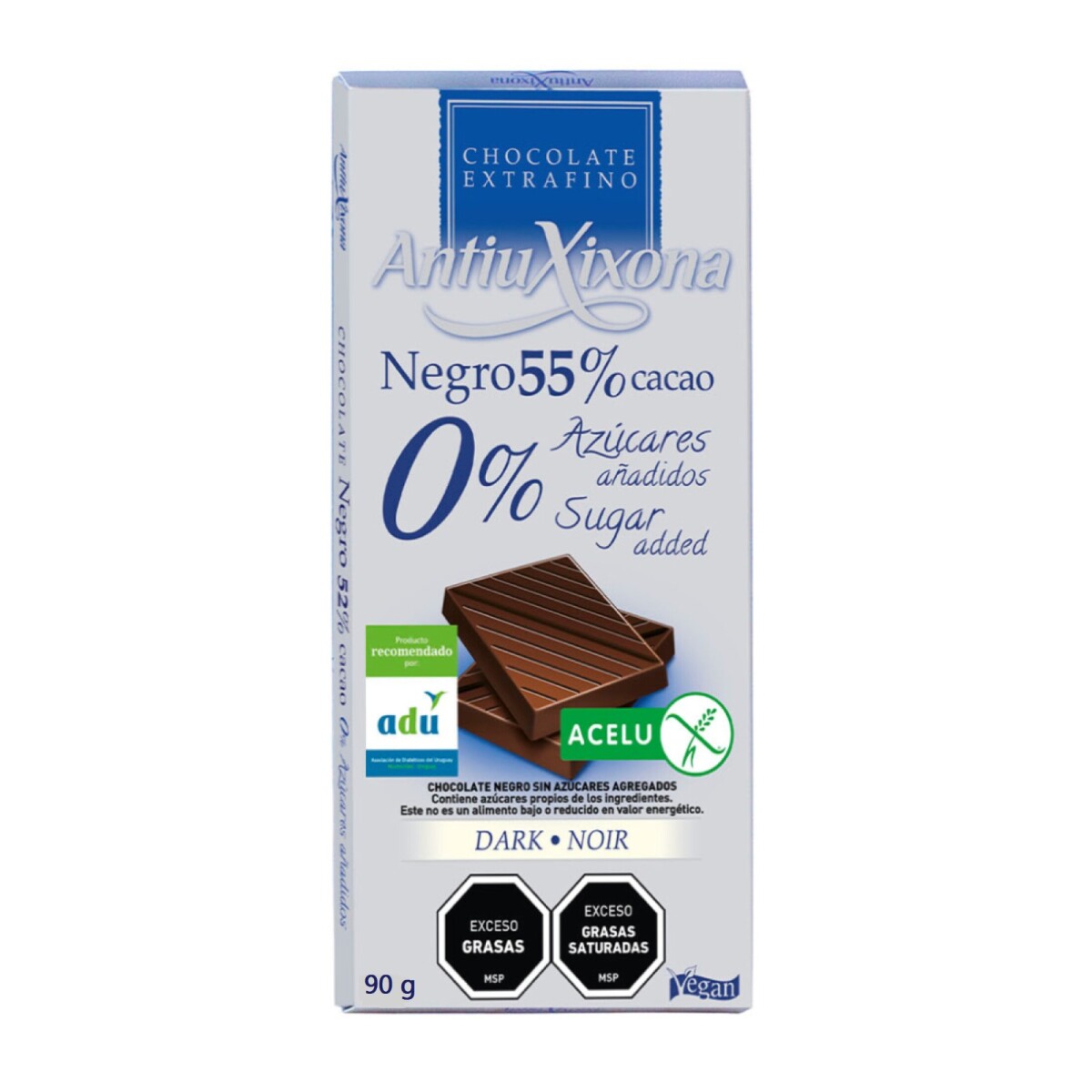 TABLETA ANTIU CHOCOLATE NEGRO S/AZÚCAR 90G 