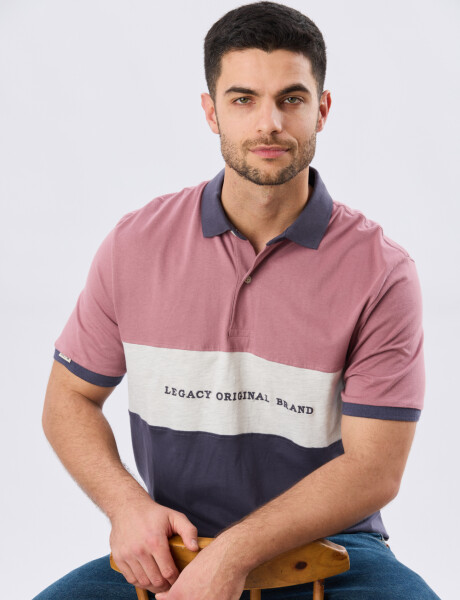 REMERA POLO RAYADA JERSEY Rosa